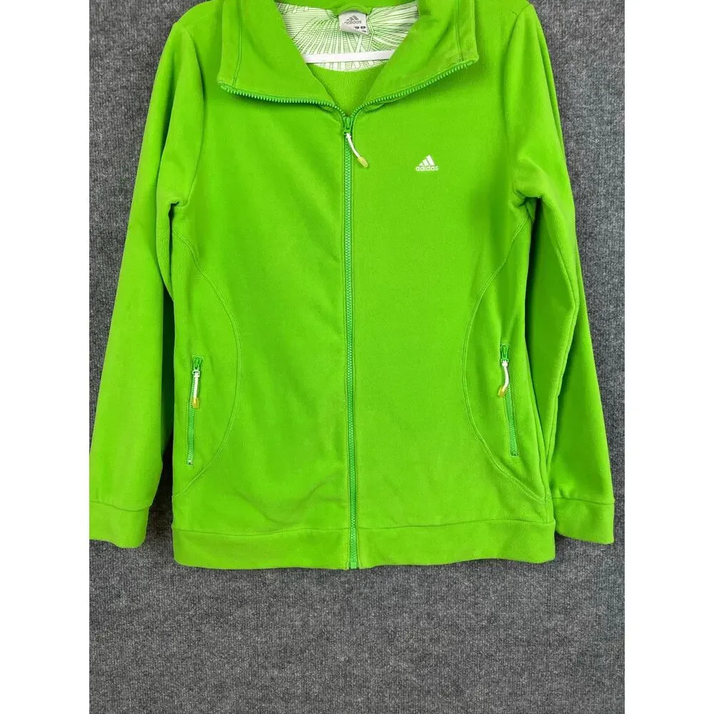 Adidas Fleece Sweater Full Zip Large Lime Green Long‎ Sleeve